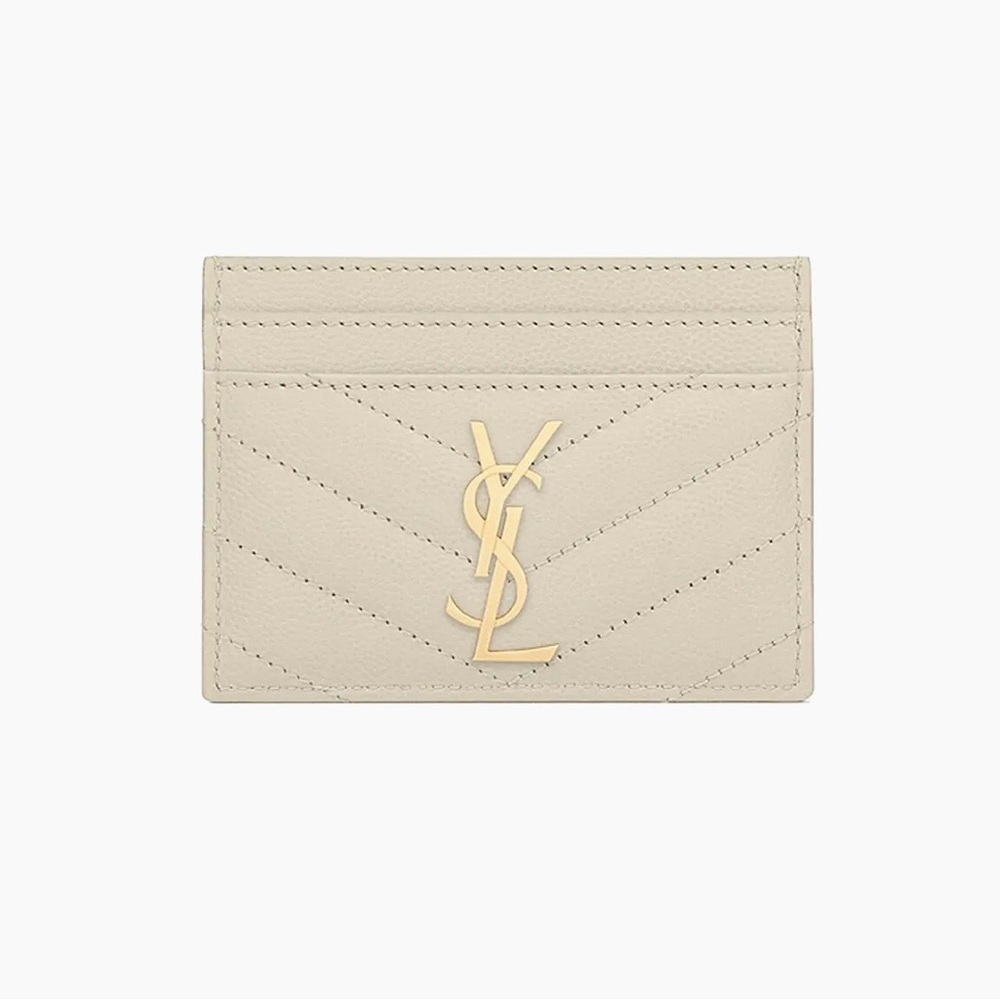 Cassandre Matelasse Card Case in Grain De Poudre Embossed Leather NEW